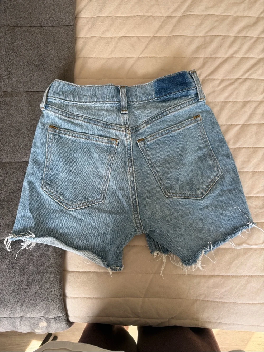 Abercrombie & Fitch Light Blue Distressed High-Rise Denim Shorts